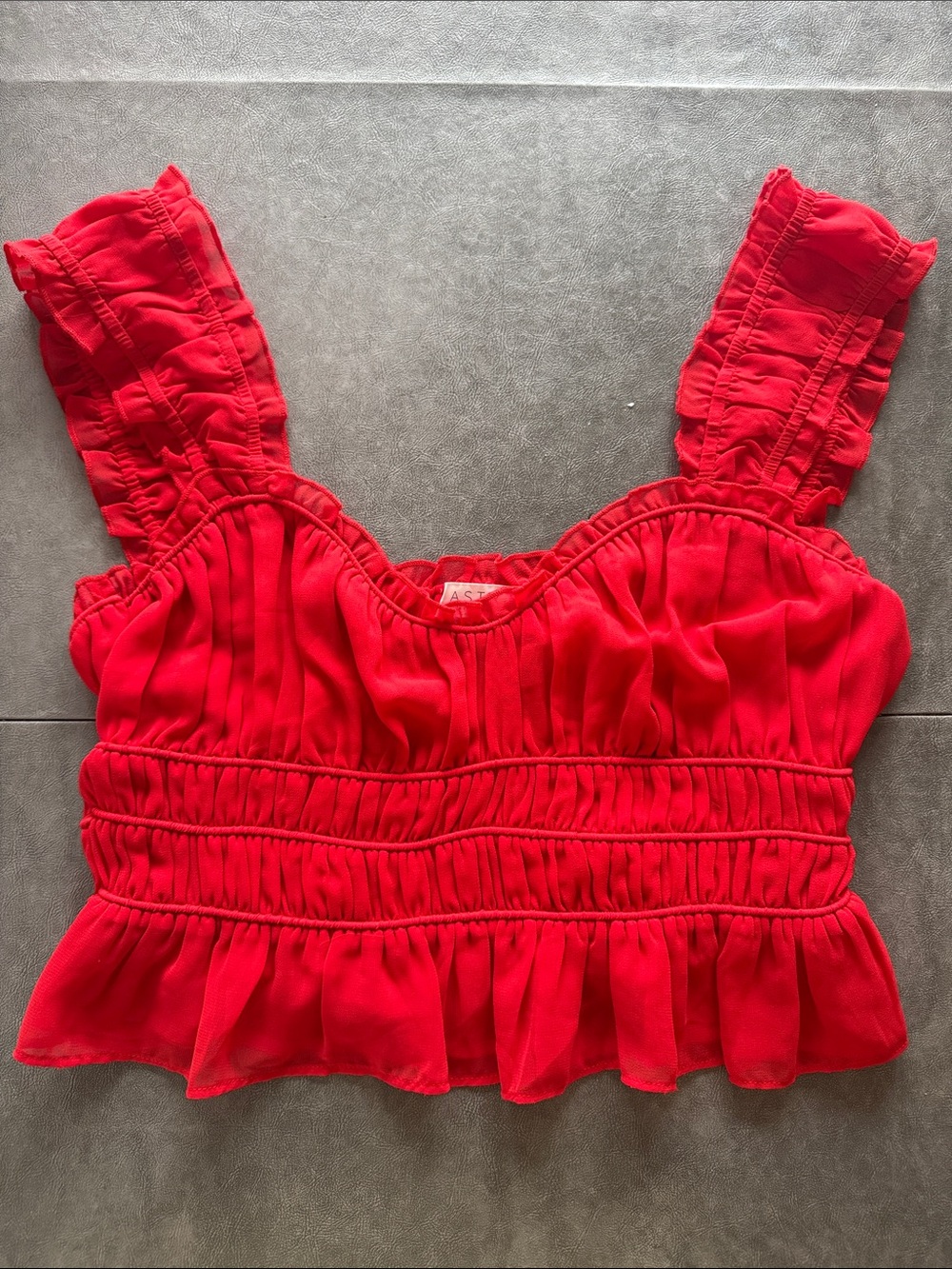 ASTR Ruffled Smocked Crop Tank